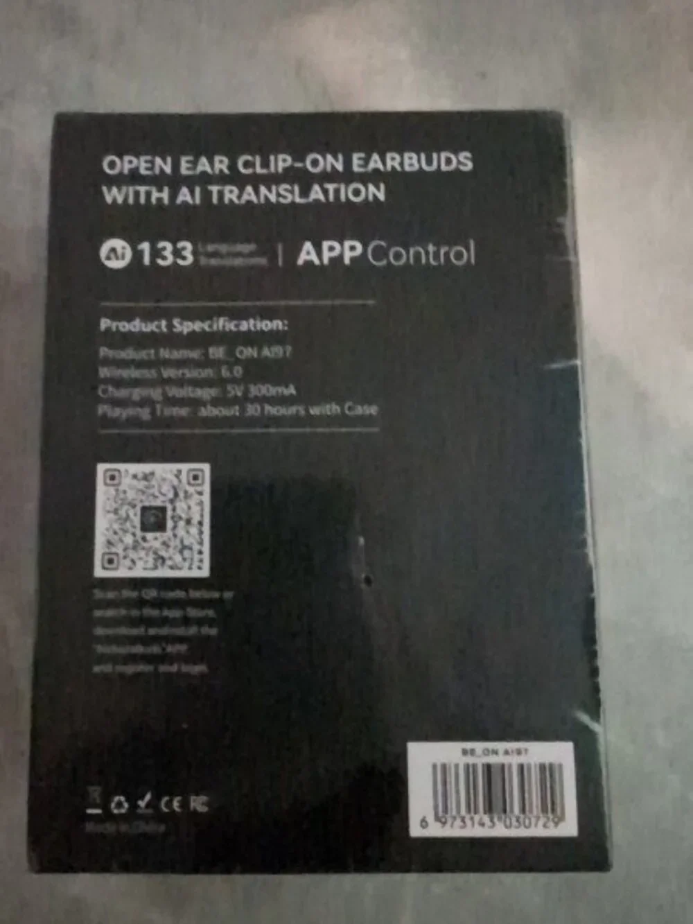 BE-ON A197 Open Ear Clip-On AI Translation Earbuds Wireless Bluetooth Black
